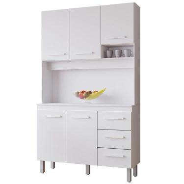 Imagem de Kit De Cozinha 5 Portas 3 Gavetas Com Nicho Vitorina Branco