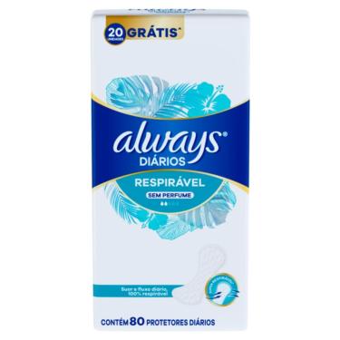 Imagem de Protetor Diário Always Diários Respirável Sem Perfume com 80 Unidades