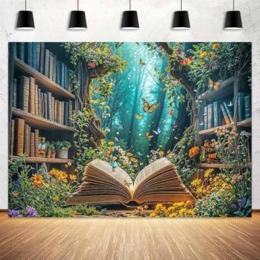 Imagem de 2,1 x 1,5 m cenário de biblioteca de fadas floresta encantada jardim verde crianças fundo de aniversário borboleta floral mágica natureza chá de bebê festa cabine de fotos adereços