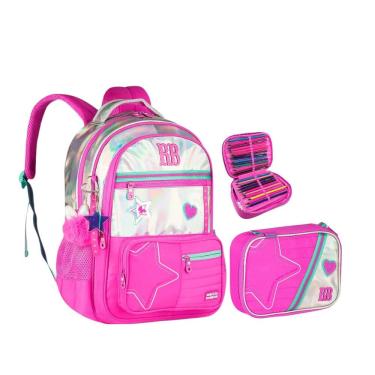 Imagem de Kit Mochila Estojo Rebecca Bonbon Costas Holográfica
