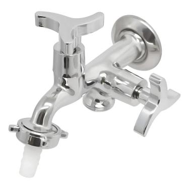 Imagem de Torneira Metal Para Tanque Com Duas Saídas 1/4 De Volta Luxo