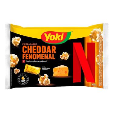 Imagem de Pipoca de Micro Ondas Yoki Netflix Sabor Cheddar Fenomenal com Sachê Sabor Cheddar 95g