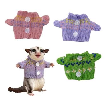 Imagem de 3 peças, colete de fantasia de planador de açúcar, fofo, suéter quente, roupas de inverno para adereços de fotos, adequado para planadores de açúcar, hamsters, esquilos, animais pequenos
