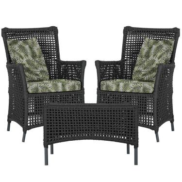 Imagem de 2 Poltronas 1 Mesa Igapó Em Alumínio Preta Corda Náutica E5 Preto