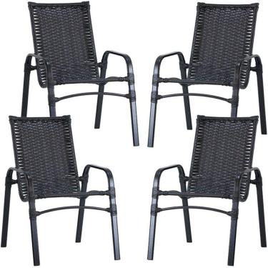 Imagem de 4 Cadeiras Emily Com Pintura Eletrostática Trama  Preto