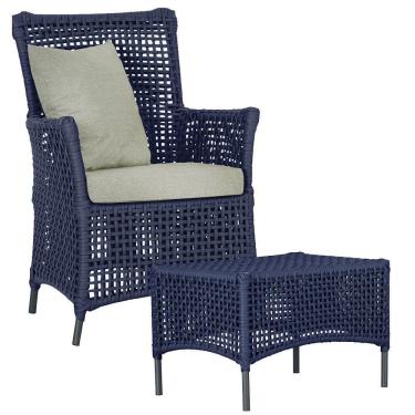 Imagem de Poltrona E Mesa Igapó Em Alumínio Preta Corda Náutica E3 Azul