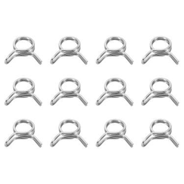 Imagem de HARFINGTON Clipes de mangueira de linha de combustível de fio duplo 6 mm ID 6-7,3 mm OD, 12 peças de clipes de mola de tubo de aço inoxidável para mangueira de ar, tubo de água, motocicleta, scooter