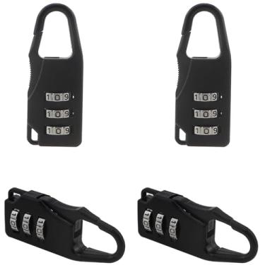 Imagem de KKUANG 4 peças, 55 x 21 mm, preto, mini cadeados de segurança de liga de zinco, combinação de 3 dígitos para bagagem, malas, mochilas, bolsas para laptop, armários de ferramentas de armazenamento