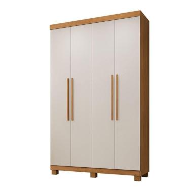 Imagem de Guarda Roupa Milão 4 Portas 3 Gavetas 5 Prateleiras Cinamomo Off
