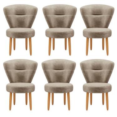 Imagem de Jogo 6 Cadeiras Moderna Decor para Mesa de Jantar Estofada Pés de Made