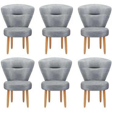 Imagem de Jogo 6 Cadeiras Moderna Decor para Mesa de Jantar Estofada Pés de Made