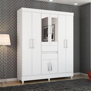 Imagem de Roupeiro Casal 8 Portas Com Espelho Jena Branco