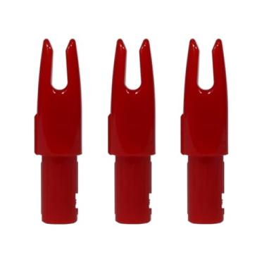 Imagem de Pacote com 24 Nocks de flecha de tiro com arco, ID 6,2 mm/0,246 polegadas inserção de plástico Nock Tail para arco flecha caça tiro substituição (vermelho)