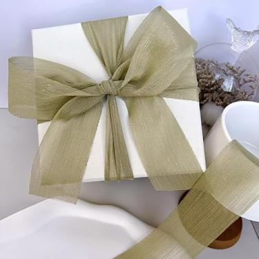 Imagem de Fita de organza transparente, fita de chiffon de 4,8 cm de largura, 5 metros/rolo para embrulho de presente, buquê de casamento, decoração de artesanato DIY - 1 rolo