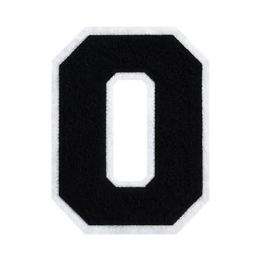 Imagem de 1 peça de patch de número de chenille preto de 11,4 cm com borda branca – Remendos do alfabeto para roupas, jaquetas, mochilas, chapéus para decoração personalizada, nome personalizado e artesanato