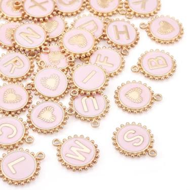 Imagem de Spritewelry Berloques de letras para fabricação de joias de liga esmaltada, pingentes de letra inicial maiúscula A-Z, pingentes do alfabeto para colar, pulseira, brincos, chaveiros, suprimentos de