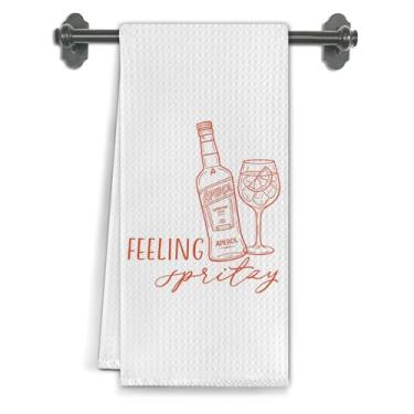 Imagem de Elefeltclave Aperol Spritz Presentes para amantes de coquetéis, toalhas de cozinha, presentes temáticos de coquetel para mulheres, toalhas de chá para cozinha, banheiro, casa, decoração de carrinho de