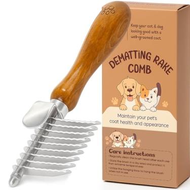 Imagem de TAKAVU Escova de pente de ancinho de pele para cães e gatos - Pente de subpelo com lâminas de segurança para remover nós, tapetes e emaranhados - Ferramenta de cuidados para poodles, rabiscos, animais