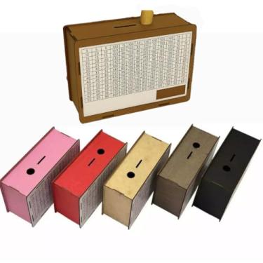 Imagem de Caixa Urna Cofre Em Mdf Cores Guarde Até 10 Mil Para Viagens E Compras Especiais (Rosa)