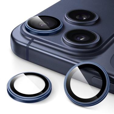 Imagem de JETech Protetor de Lente de Câmera para iPhone 17 Pro 6,3 Polegadas e iPhone 17 Pro Max 6,9 Polegadas, Vidro Temperado 9H, Case de Anel Individual de Metal, HD Claro, 1 Conjunto (Azul-intenso)