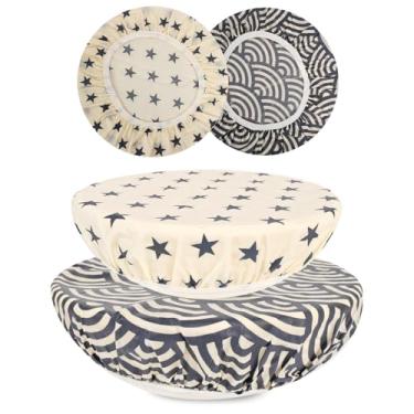 Imagem de BERBAM Capas de tigela reutilizáveis para impermeabilização de pão (2 grandes) - Capas de tigela de cera de abelha de algodão reutilizáveis com borda elástica, tampa de tigela de fermento para