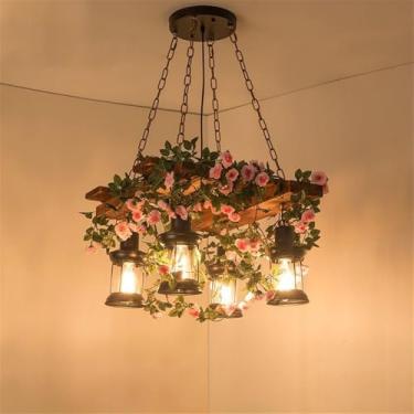 Imagem de Lustre Americano Pastoral LED Industrial Retrô Criativo Música Restaurante Bar Cafeteria Loja de Chá Loja de Roupas Decoração Plantas Verdes Luminária Pendente (WB 4 Lâmpadas)