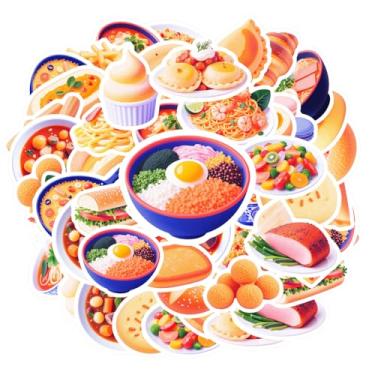 Imagem de 35 peças de alimentos lanches sobremesas cozinha asiática fast food adesivos de brinquedo adesivos de PVC salgado para guitarra, faça você mesmo, bicicleta, skate, laptop, bagagem, decoração, telefone
