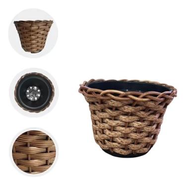 Imagem de Vaso Cachepot Trançado Marrom Decorativo P/Flores E Plantas Liso