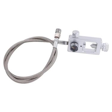 Imagem de FLKPIEGRH Tubo de prata de alta pressão de 91 cm conectado à válvula de teste de gás prata para acessórios de cilindro de tanque de ar válvula de mesa dupla de mergulho