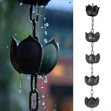 Imagem de Calhas de desvio, corrente de chuva, corrente de calha de chuva, corrente coletora de pétalas de chuva, desviador de água da chuva, sinos de chuva para decoração de casa e jardim, personalizado