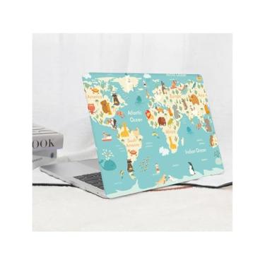 Imagem de HLAAJJX Capa rígida para MacBook Air M4 M3 M2 13 polegadas 2025 2024 2023 2022 A2681 A3113 A3240 Retina/Touch ID, capa protetora de computador para MacBook Air 13 polegadas, mapa do mundo azul