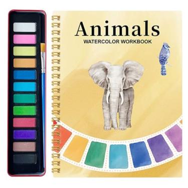 Imagem de Livro de pintura de aquarela para adultos, livro de colorir aquarela com 12 cores para adultos, kit de materiais de desenho para colorir iniciantes, adolescentes, aprendizado em casa, viagem, escola