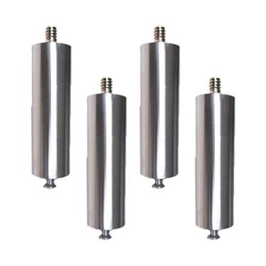 Imagem de ZJYWMM Pernas de móveis pernas de mesa de metal aço inoxidável duplo fixo móveis pés de substituição para móveis elevadores pernas sofá mesa pernas armários de cama elevadores 4 peças (16 cm)