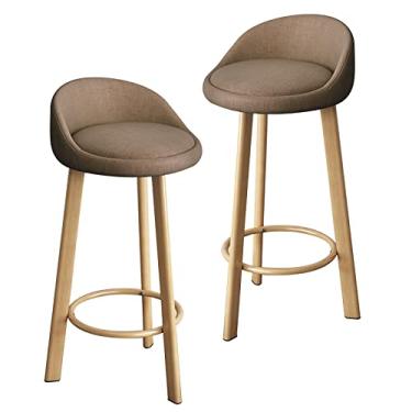 Imagem de LULUMAIC Banqueta de bar de luxo com altura de balcão com banquetas de madeira com encosto para cozinha de ilha e sala de jantar, conjunto de 2 lençóis