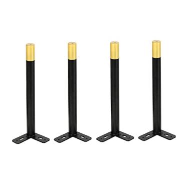 Imagem de Conjunto de 4 pernas de metal para móveis, pés cilíndricos de ferro fundido, pernas de mesa de escritório ajustáveis, metal resistente, design industrial, ajustável: 1 cm, peso do rolamento: 1000 kg