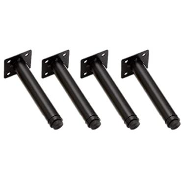 Imagem de 4 pacotes de pés de mesa de cabeceira pernas de móveis ajustáveis pés de móveis pernas de armário de TV pés de armário pernas de armário pernas de metal (17 cm/6,7 pol, preto)