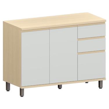 Imagem de Balcão De Cozinha Com Tampo 120cm Pierre Carvalho/cinza L01 - Mpozenato