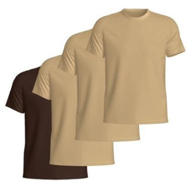 Imagem de Kit 4 Camisetas Basicas Gola Redonda Lisa Camisa Masculina de Algodão-Masculino
