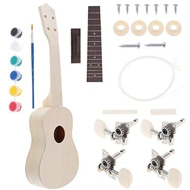 Imagem de Ukulele infantil Ukulele de 58 cm Kit DIY Profissional Rosewood Fingerboard Guitarra Havaí para Pintura Trabalho Manual Campanha Pais e Filhos