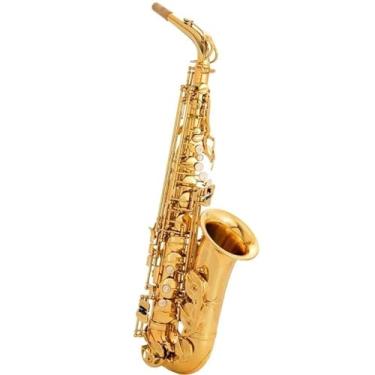 Imagem de Instrumento de saxofone saxofone alto profissional em chave plana E latão dourado adequado para iniciantes e adultos praticarem e brincarem (bolsa de couro)