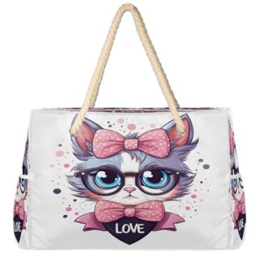 Imagem de hongjinglin Bolsa de praia grande, leve, dobrável, para gatos, fofa, amarela, para piscina, bolsa de ombro, Cor 7, Large