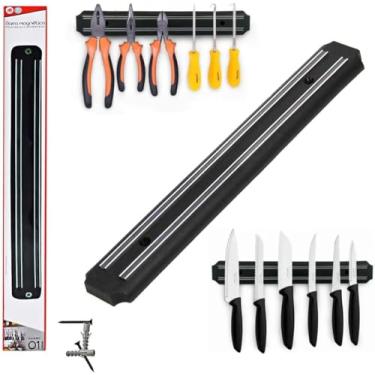Imagem de Barra Magnética de Aço Inox 50 cm para Facas, Ferramentas e Chaves – Suporte Organizadora Profissional de Parede, Multiuso, Fixa com Parafusos ou Adesivo