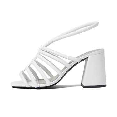 Imagem de Free People Salto feminino Colette - Forro de couro, salto em bloco e bico quadrado aberto, Osso, 9