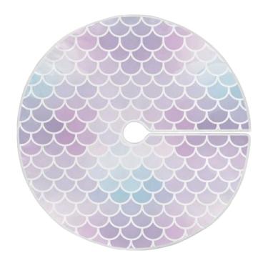 Imagem de Blueangle Saia de árvore de Natal com escamas de sereia violeta e azul de 89,9 cm - poliéster macio e resistente a rugas, decoração de férias para festas de Natal, árvore festiva e decoração de casa