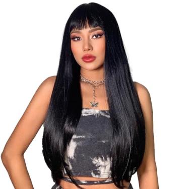 Imagem de Peruca Longa Reta com Gorro de Sem Cola Perucas Sintéticas Naturais para Dia a Festa Casamento Encontro