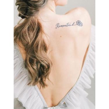 Imagem de Suco de ervas semipermanente romântico batimento cardíaco pássaro voador flor frase padrão inglês 7-14 dias sem queda ombro braço corpo adesivo tatuagem à prova d'água tatuagem falsa 1 peça