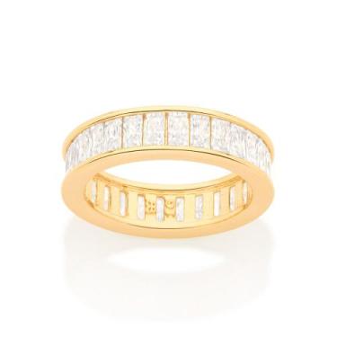 Imagem de Meia aliança  18k com zircônias baguet  513040 Rommanel, Branco, 24