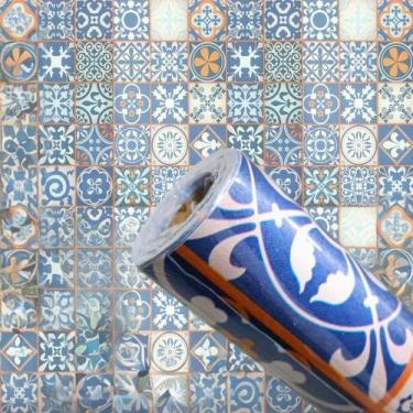 Imagem de Papel de Parede Adesivo Azulejo Português Autocolante 10m Cozinha Banh