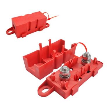 Imagem de MUQIDA 2 peças AMG MEGA porta-fusíveis, porta-fusíveis de alta corrente aparafusados para fusíveis ANM, blocos automotivos ANM-H Mega fusível resistentes ao calor para fusíveis AMG Mega (vermelho)