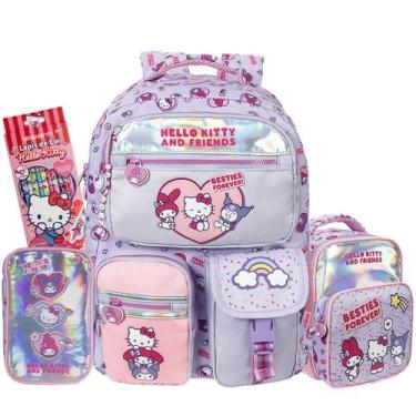 Imagem de Kit Mochila Costas Hello Kitty and Friends Juvenil Escolar - Xeryus
